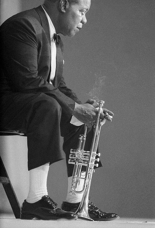 Louis Armstrong. Photo by Hervé Gloaguen, 1965.