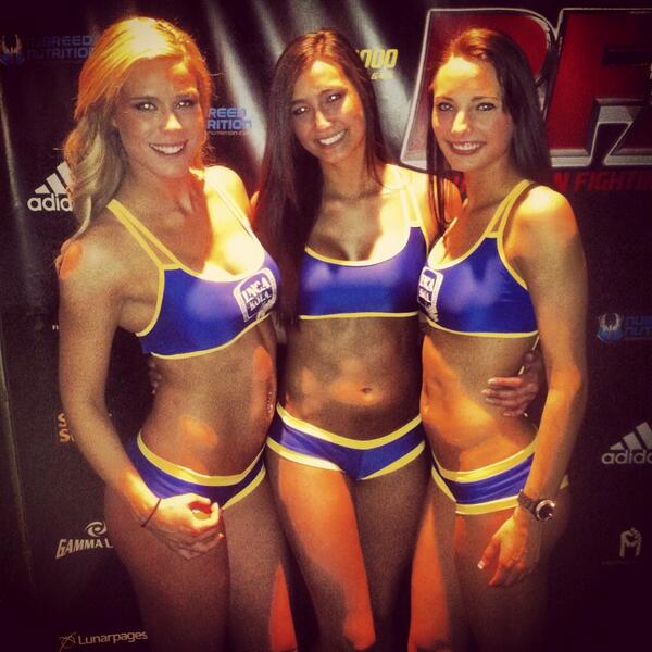 RFAfighting's tweet photo. @RFAfighting ring girls @KaylaRauer, @Miss_ThaiThai &amp; @WarrenLeandra at the #RFA13 weigh-ins in #Lincoln, #Nebraska! http://t.co/bZcduA6A5L
