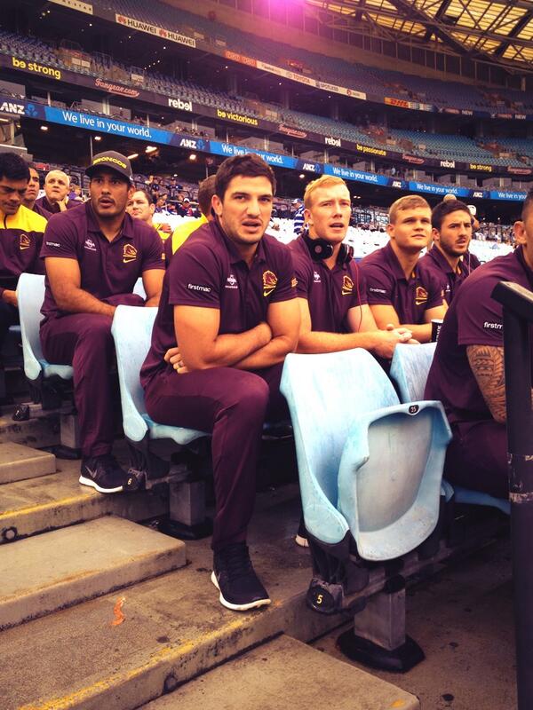 brisbanebroncos's tweet photo. The boys are here watching the under 20s right now #NRLCBYBRI http://t.co/qcEbFHCcn3