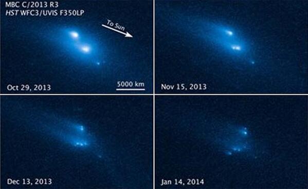 ndtv's tweet photo. Hubble Telescope captures shattering asteroid http://t.co/Rhby33pvDf http://t.co/m0xZfjIMEC