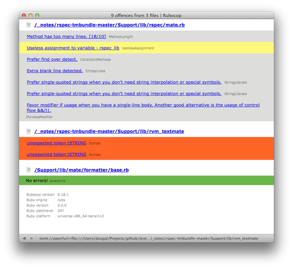 Results window 'Results window'