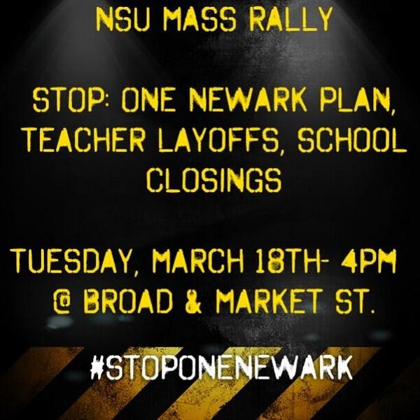 NewarkStudents's tweet photo. We will not be silenced! We must put an end to the One Newark Plan! #StopOneNewark #revolution #NewarkNJ #education http://t.co/hKmHKd9uqG