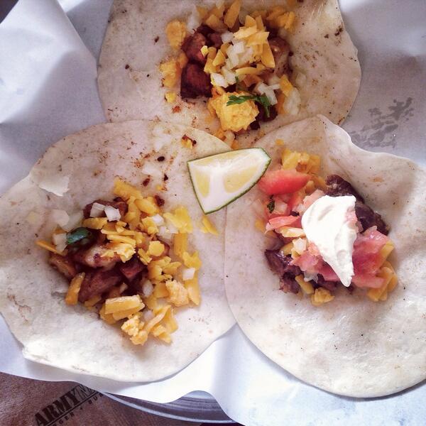 manilafood's tweet photo. Carnitas In Soft Tacos (php175, add php40 for sour cream and php30 for cheese) from Army Navy. #mexican #food #yum http://t.co/2kcBHgUibY