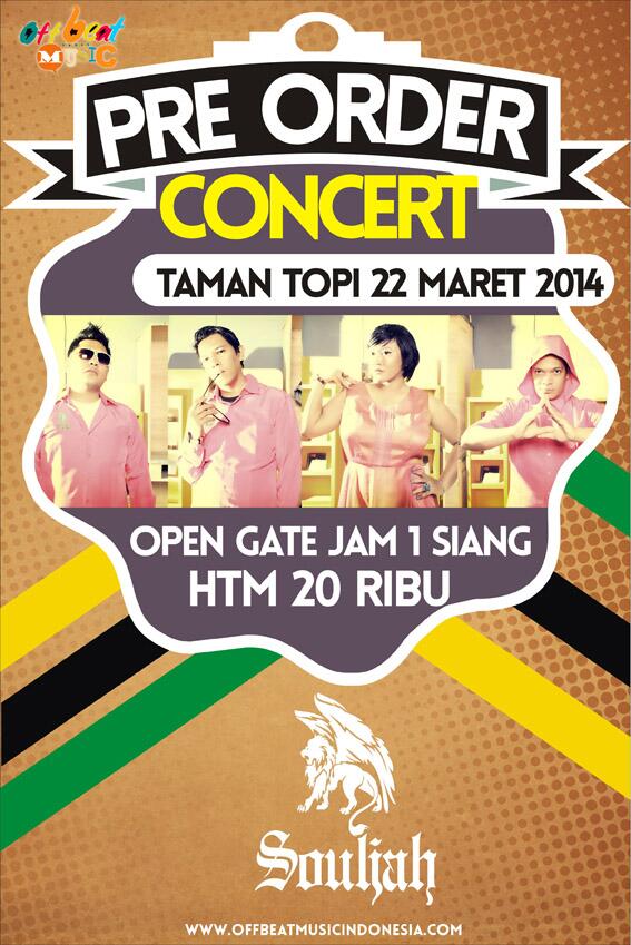 Pre Order Concert <a href="/souljahmusik/">Souljah Indonesia</a> | 22 maret 2014 Taman Topi, Bogor. | Jam 3 Sore | Htm 20rb.