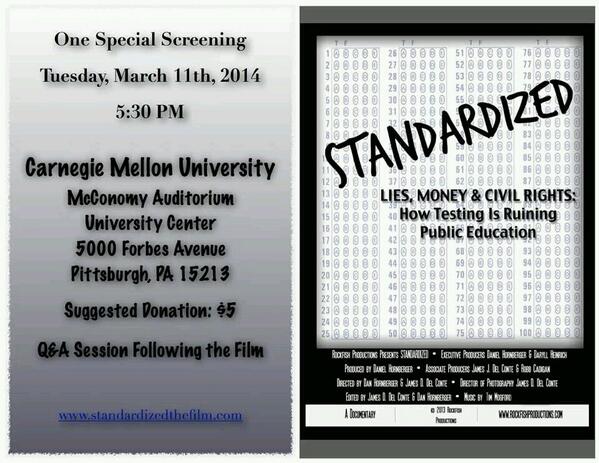 dphilly83's tweet image. Screening of "Standardized" is going down in Pittsburgh this week!!! #stopovertesting #stopcommoncore