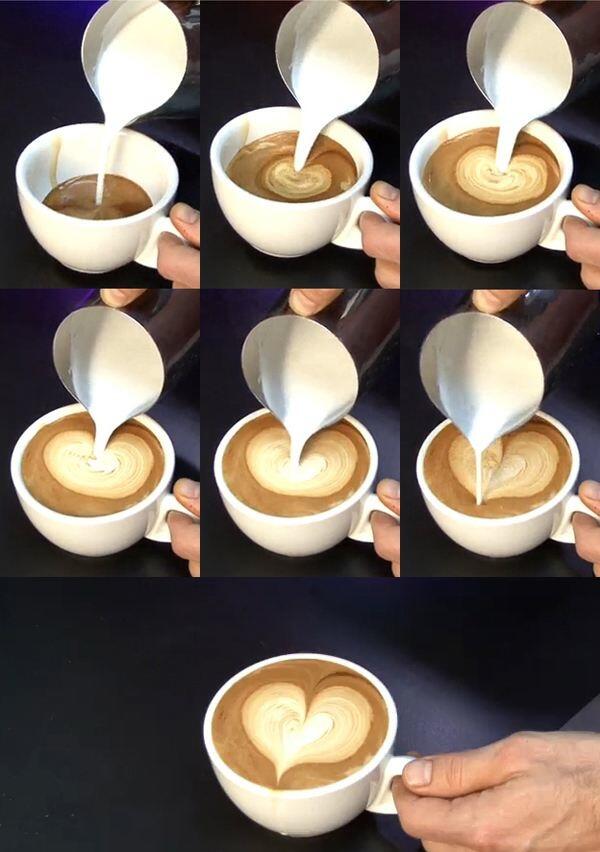 Cómo preparar un café latte decorado con un corazón ♥ ¡Feliz Viernes!