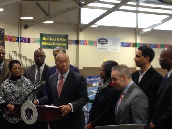 ECACTrackField's tweet photo. Governor Patrick kicks off the meet with an announcement for additional funding from MA for the Reggie Lewis Center. http://t.co/y4GpWwLgiX