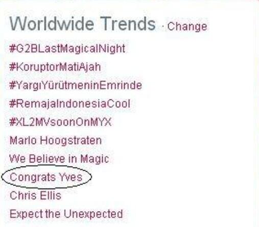 YVESLikers's tweet photo. RT @YVESters: Congrats Yves on WW Trends @YourYvesFlores  ! You're the #YVESBestBradEver ! http://t.co/QBiBRtonqC
