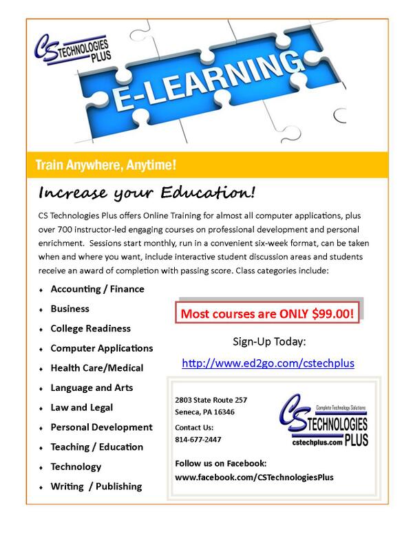 cstechplus's tweet image. Train Anywhere, Anytime! Most of our E-Learning Courses are ONLY $99.00 - Over 700 courses!
