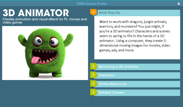 eGLaDOS's tweet photo. 3D Animator is a good choice for me because it's right down my alley and is actually really fun. #careers209 http://t.co/cPnHtS7XHX