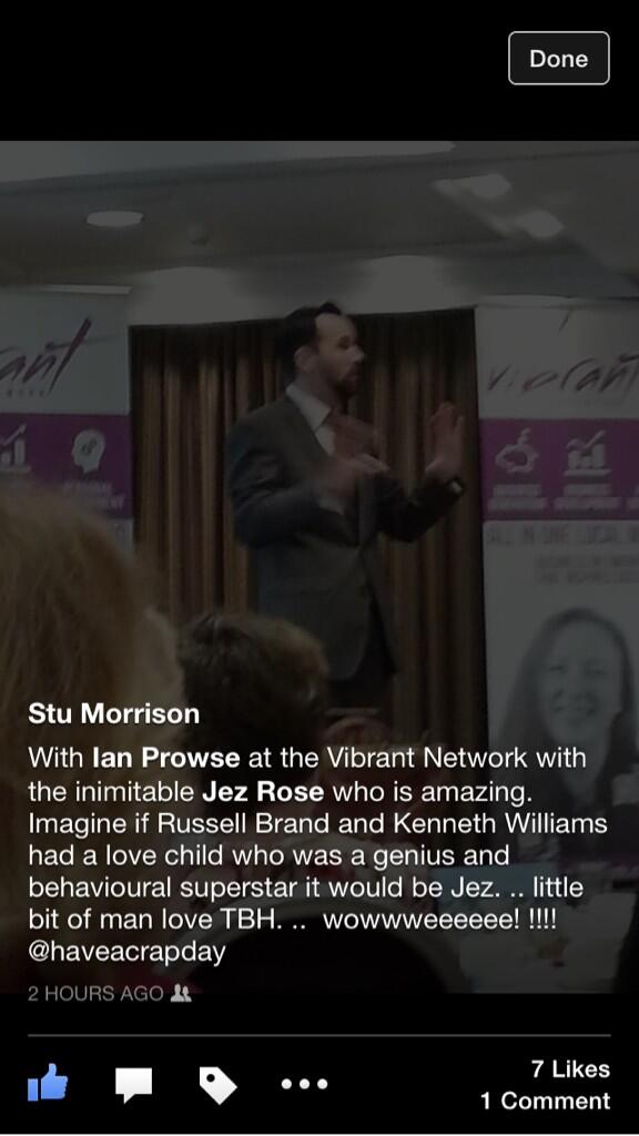 ThatJezRose's tweet image. Just been likened to the child of @rustyrockets &amp;amp; Kenneth Williams by an audience member at #vibrantnetwork conf!