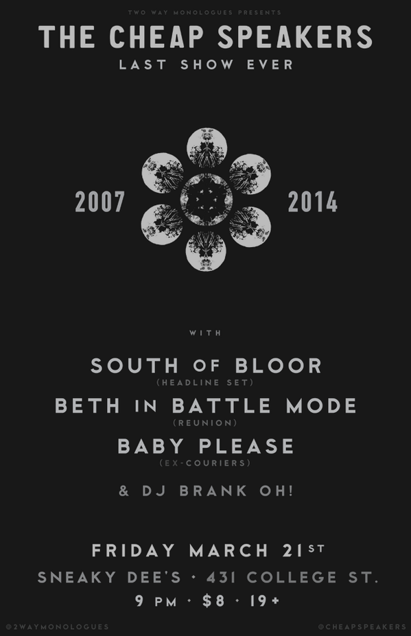 Full lineup for our last show Mar. 21st: on.fb.me/1cprQJL #cdnmusic