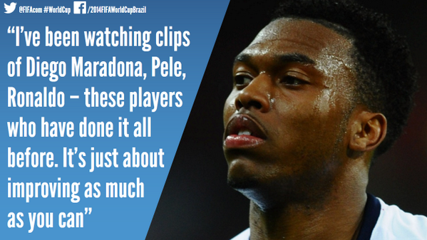 .<a href="/England/">England</a>'s Daniel Sturridge (@D_Sturridge) says he's been inspired by #worldcup legends - fifa.to/1cB7WBs
