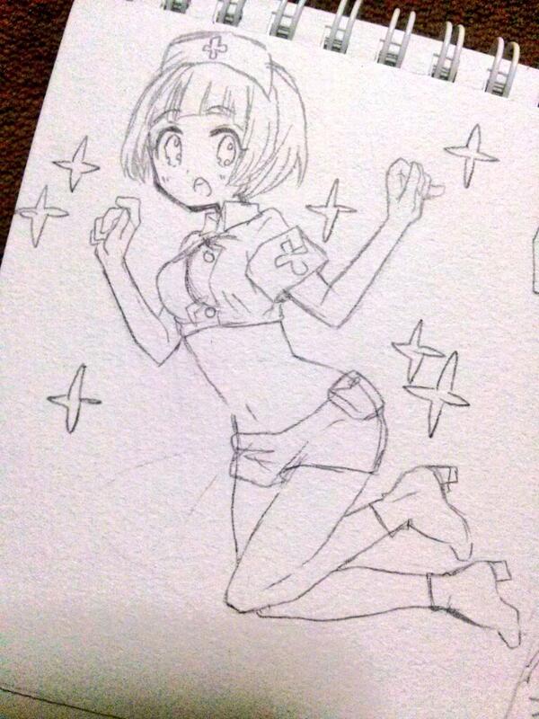 こっちも描き途中この前のナースマコネタ 完成させるかわかんない自己満足 