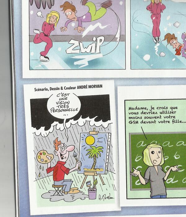 MorvanAndr's tweet photo. Un dessin d'André Morvan dans le journal Spirou de cette semaine!!!! http://t.co/feOGvoiMC3