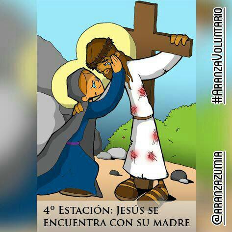 CardozoRoxana's tweet photo. IV Estación: Jesús se encuentra con su madre. #ViaCrusisVirtual #AranzaVoluntario http://t.co/NtEjoaQh9R