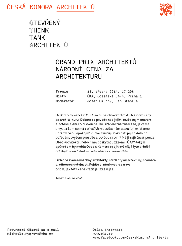 CKA_CZ's tweet photo. OTTA na téma Grand Prix Architektů. Přijďte! #architektura #GPA http://t.co/Gw7fYqP5Hi