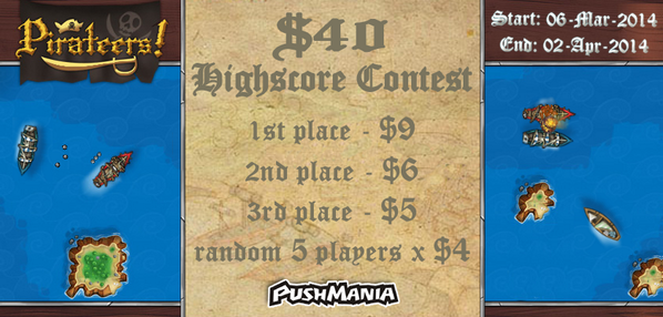 PushMania's tweet image. Play PIRATEERS game and #win #money $40 in #contest from #PushMania: on.fb.me/YFa3vZ