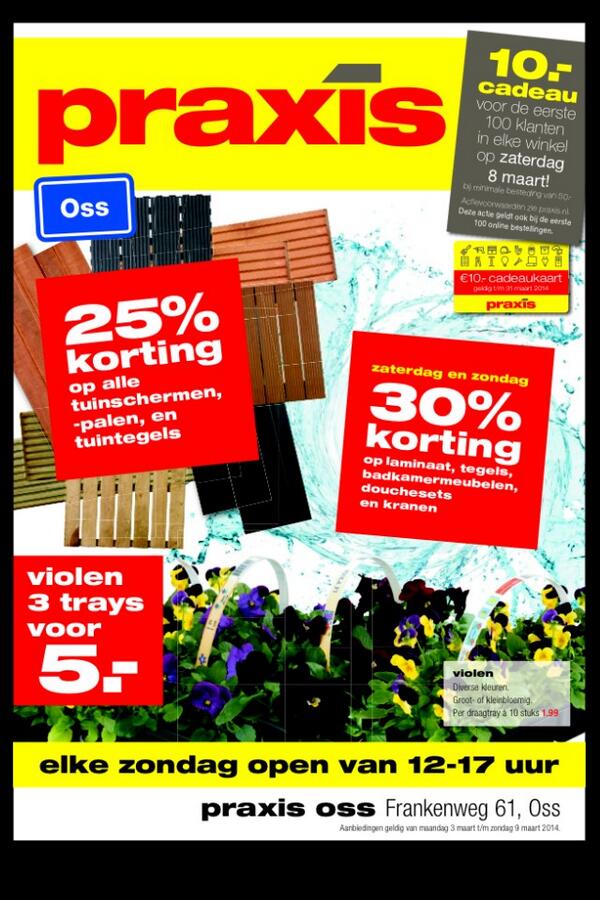 #30%korting@praxisoss op laminaat, badmeubelen, tegels, kranen en douchesets.