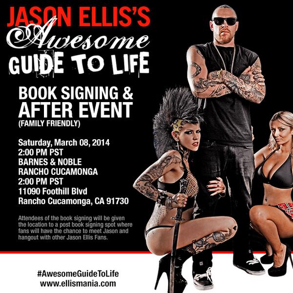 EllisMate's tweet photo. Don't miss my #AwesomeGuideToLife book signing and after event in Rancho Cucamonga tomorrow. https://t.co/UdTG7H1sEk http://t.co/CcNigfLgPI