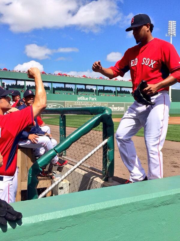 RedSox's tweet photo. Doubront with a nice 1-2-3 top of the first with Ks of both Uptons. #BoysAreBack http://t.co/fCqVFaEfio