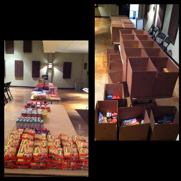 A big THANK YOU to all who made this food drive a success! We filled 30 boxes for families in need!#charity #waymaker