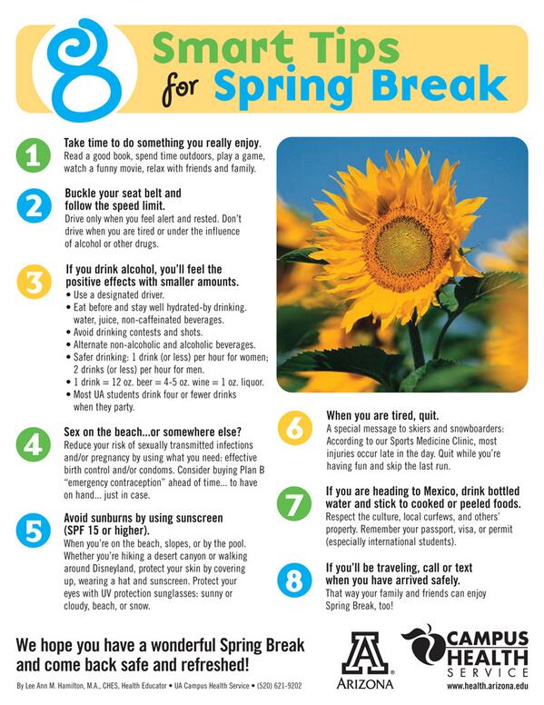 UAZCampusHealth's tweet image. 8 #SpringBreakTips