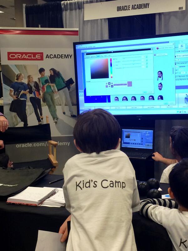 OracleAcademy's tweet image. Kids Camp learning #Alice with @OracleAcademy at #sigcse2014:
