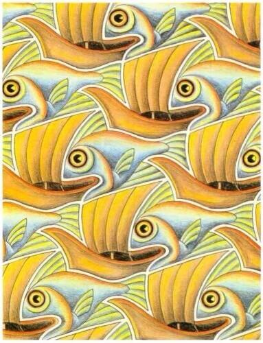 NowThatIsArt's tweet photo. Fish and Boat by M.C Escher http://t.co/CovCorBFCi