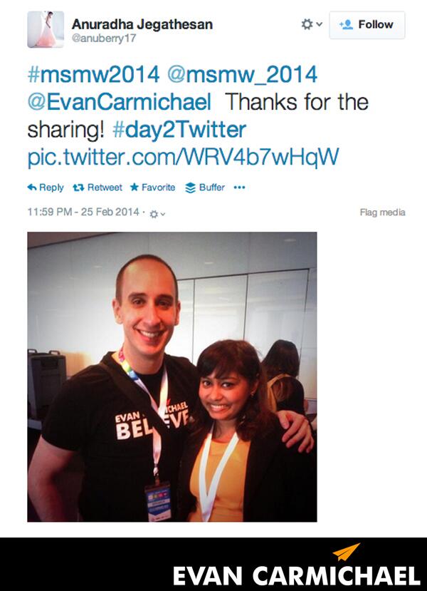 EvanCarmichael's tweet photo. At #MSMW2014 with @anuberry17 http://t.co/M9sp0GlXMQ