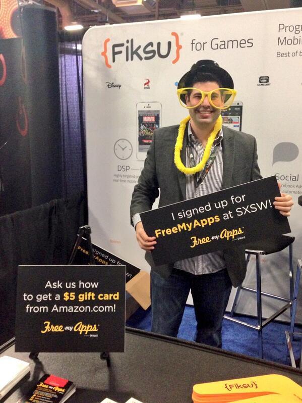FreeMyApps's tweet photo. Come meet @KingOfNY6 from @Fiksu and @FreeMyApps at the SXSW Gaming Expo #FMASXSW ! http://t.co/UsyzXxeBHx