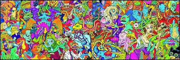 squeaky_burger's tweet photo. #squeaky_burger mural by #KevinStark, which adorns the entire wall at our practice space/art gallery. #freaky http://t.co/mA97mVtMs3