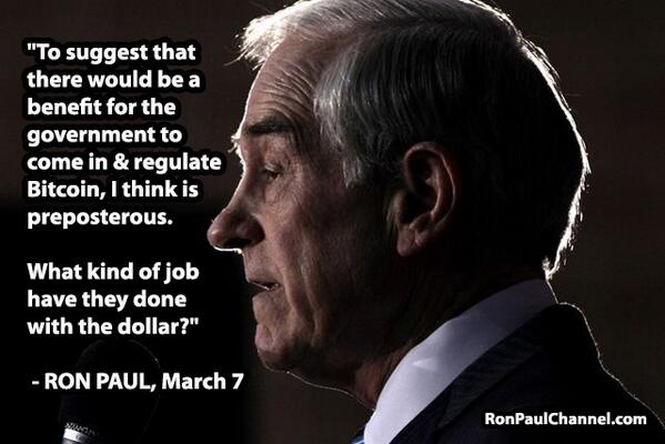 RonPaul's tweet photo. When there are calls to regulate Bitcoin... http://t.co/t5yeTEZwAm http://t.co/CSod38TRuU