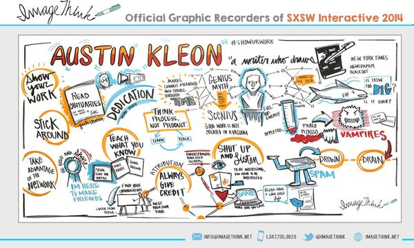ImageThink's tweet photo. We loved @austinkleon's #sxsw keynote #showURwork! Pick up the #imagethink print tomorrow at our table by Ballroom B! http://t.co/WOyA9xUyOs