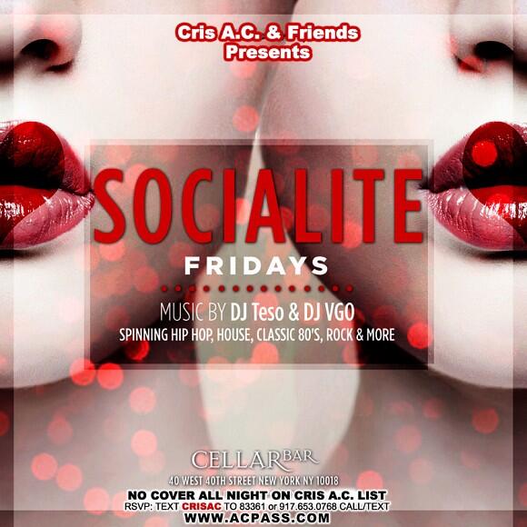 AllInNYC's tweet image. Fri @JerryBEvents &amp;amp; I @CellarBarNY 40W 40 St. FREE on Cris A.C. List (text CRISAC to 83361). Top 40, House &amp;amp; Hip-Hop.