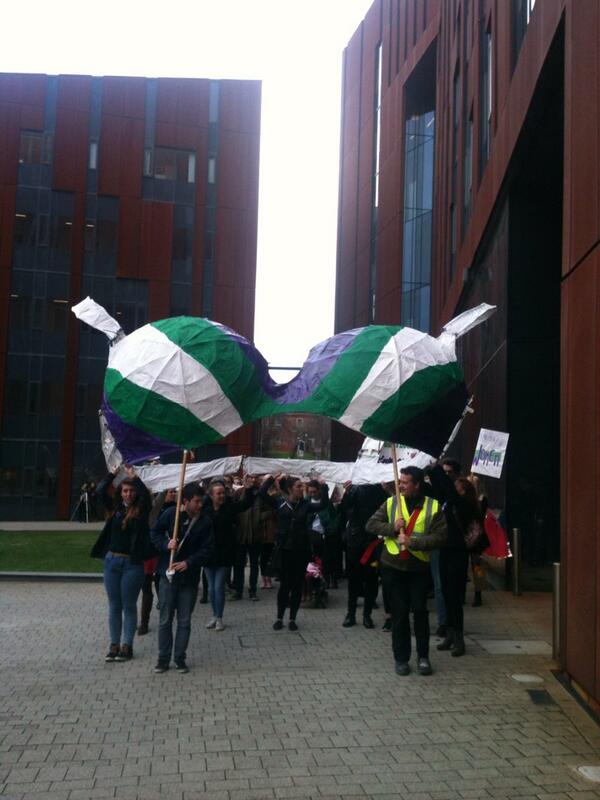PollyVFraser's tweet photo. International women's day march  Leeds! http://t.co/gsBJXw6V0p