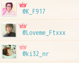 endress4yever's tweet photo. １番仲の良いランキング
1位@K_F917
2位@Loveme_Ftxxx
3位@ki32_nr

→　http://t.co/QoGIluKTsu

あなたもチェック♫ http://t.co/eMhVY5pvMU
