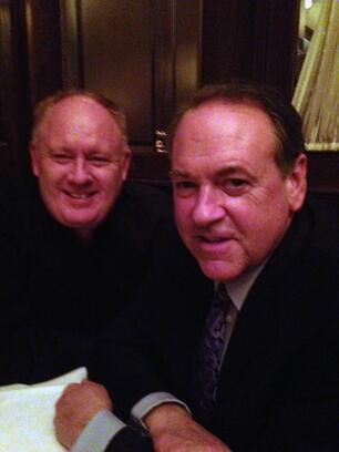 burtongaar's tweet photo. So blessed to meet @GovMikeHuckabee while in NYC w @hahajim Enjoyed hanging w a national treasure &amp; fellow musician! http://t.co/tvlF1E5v0A