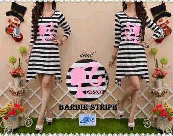 pitcomodetsm's tweet image. Barbie Srtip, IDR 78rbu, bahan spandek size fit L