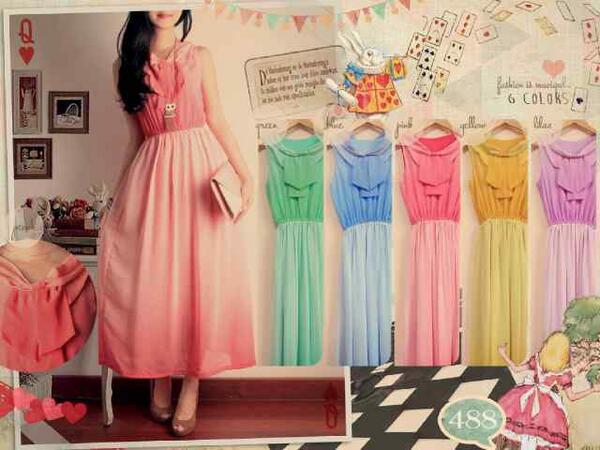 pitcomodetsm's tweet image. Dress Pelangi, IDR 140rbu bahan sifon+puring size fit L