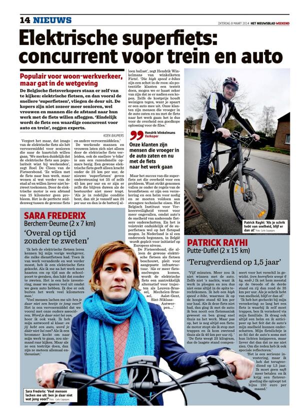 TeamCyclis's tweet photo. #tgaatvooruit met de "electrische superfiets"! @Nieuwsblad_be #ebike http://t.co/hfDpNTEnaL