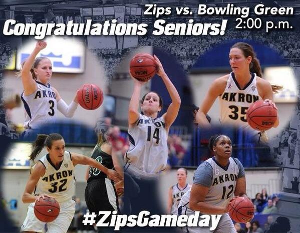 ZipsMBB's tweet photo. Beat BG ladies! "@ZipsWBB: It's Senior Day in the JAR! Come help us #BeatBG at 2 PM! #ZipsGameday #Breakthroo http://t.co/HzPzcxv5qA"