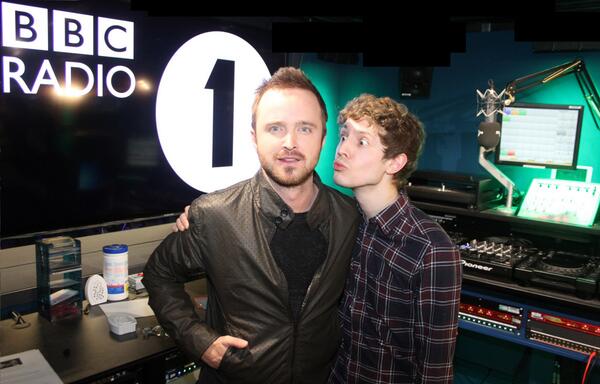 BBCR1's tweet photo. CALLING ALL BREAKING BAD FANS!!! @MattEdmondson met @aaronpaul_8 last week. Tune in now to find out what happened http://t.co/9k7JnN6stE
