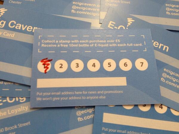 ecigcavern's tweet image. In my haste I forgot to give you one of our new loyalty cards. @mrparsley
