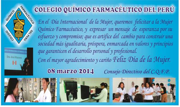 CQFPE's tweet photo. FELIZ DÍA INTERNACIONAL DE LA MUJER!
De parte del C.Q.F.P. http://t.co/r7E9Lpu1fn