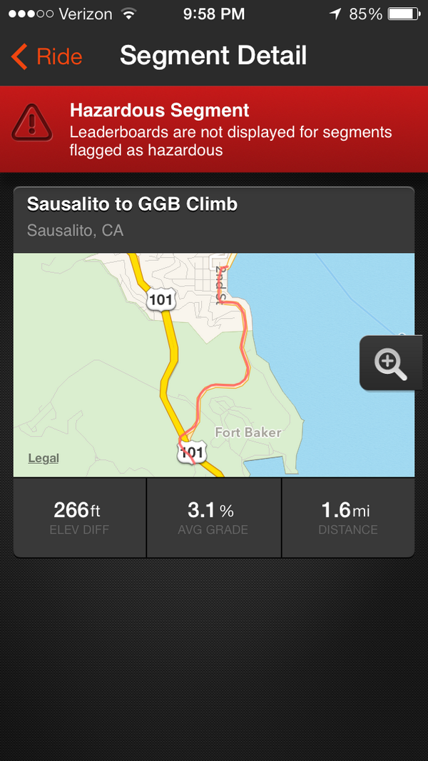 djinthebay's tweet photo. Apparently my choice in bike paths is deemed to hazardous for Strava http://t.co/EXjlricq61