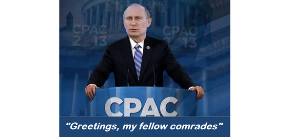 clydetheslyde's tweet photo. CPAC has a new Presidential front runner.

#CPACPanels #Putin #TeaParty #UniteBlue http://t.co/jpCwawnaz3