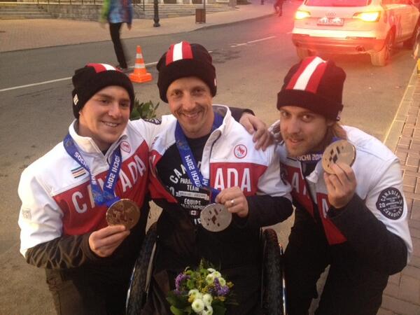 Alpine_Canada's tweet photo. Medals, medals, medals! Quite a day for the Canadian para-alpine team in #Sochi #blingalert @CDNParalympics http://t.co/iKwGztqQf7