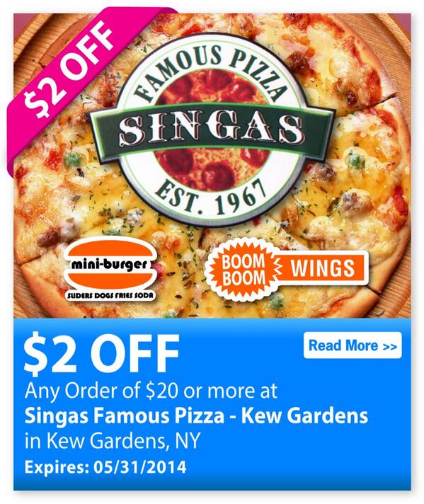 718coupon's tweet photo. http://t.co/NuIy92Tack #kewgardenspizza #pizzakewgardens #miniburgers #boomboomwings #kewgardens http://t.co/sQzkYfuBs7