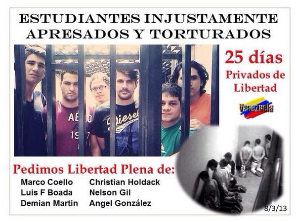 zmvfc's tweet photo. @Juliococo RT masivo. Estos 6 estudiantes siguen detenidos injustamente... Ya van 25 días y aún no se hace justicia http://t.co/zBn7Mwtar5